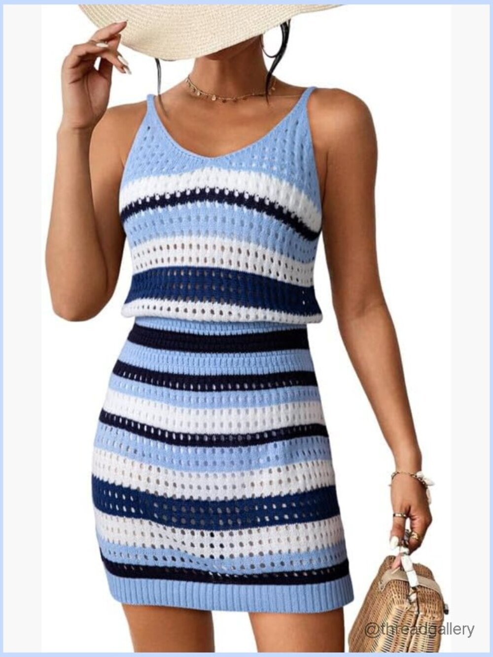 Crochet Hollow Out Knit Beach Cover Up Dress Sleeveless Cruise Vacation Swimwear